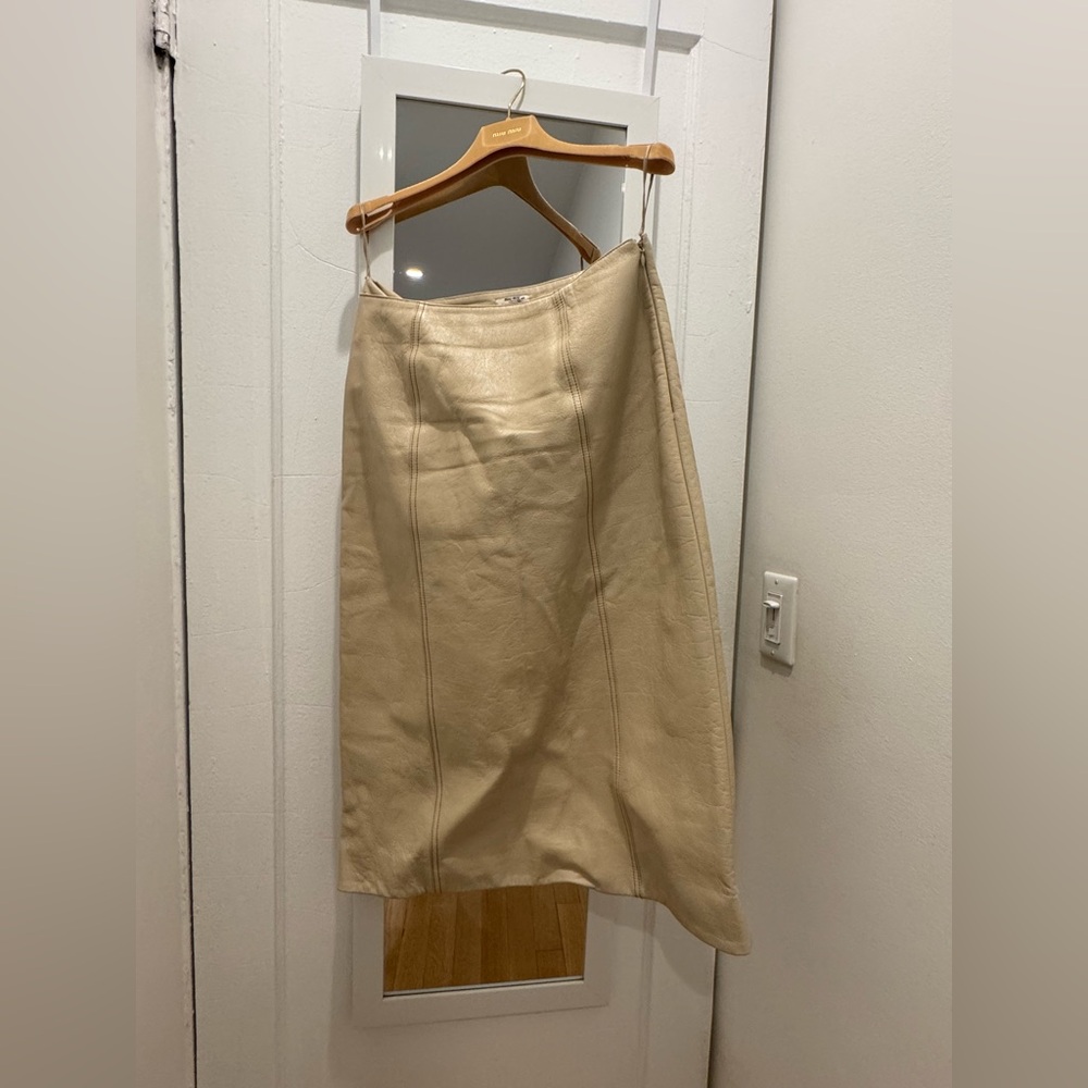 Miu Miu leather skirt cream